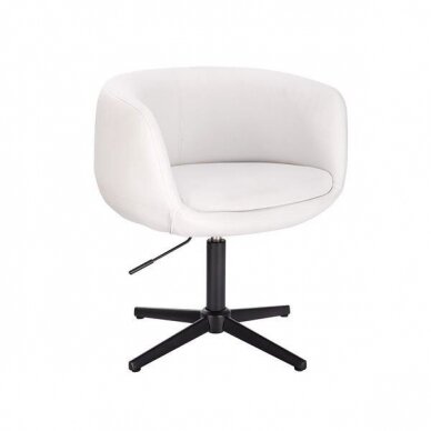 Grožio salono kėdė stabiliu pagrindu arba su ratukais HC333N, balta ekologiška oda 5