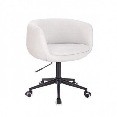 Grožio salono kėdė stabiliu pagrindu arba su ratukais HC333N, balta ekologiška oda 9