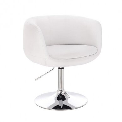Grožio salono kėdė stabiliu pagrindu arba su ratukais HC333N, balta ekologiška oda 11