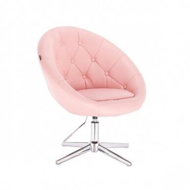 Grožio salono kėdė stabiliu pagrindu arba su ratukais HC8516, rožinė ekologiška oda 4
