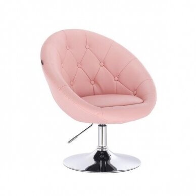 Grožio salono kėdė stabiliu pagrindu arba su ratukais HC8516, rožinė ekologiška oda 3