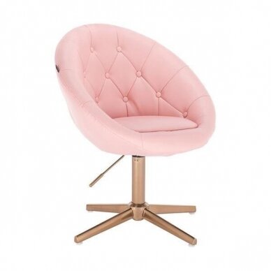 Grožio salono kėdė stabiliu pagrindu arba su ratukais HC8516, rožinė ekologiška oda 1