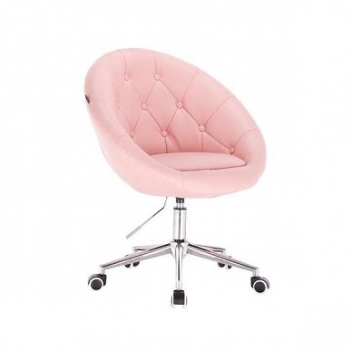 Grožio salono kėdė stabiliu pagrindu arba su ratukais HC8516, rožinė ekologiška oda 5