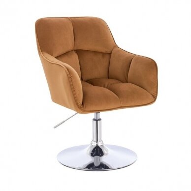 Beauty salon chair with stable base or with wheels HR550K, brown velvet 11