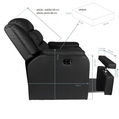 Professional armchair for pedicure procedures SPA HILTON, black color 6