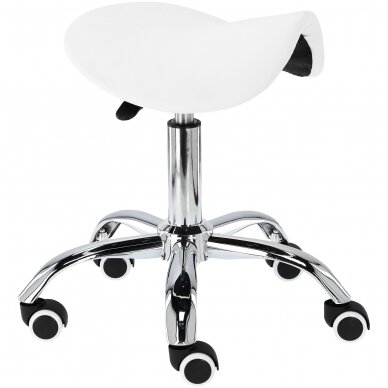 Professional saddle craftsman chair with wheels, CALISSIMO S-023-W-XT WHITE