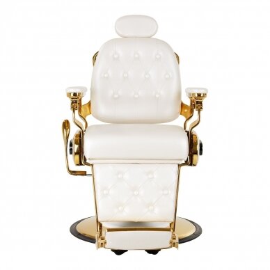 Professional barber chair for hairdressers and beauty salons GABBIANO FRANCESCO, white with gold details 1