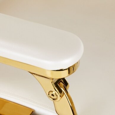 Professional barber chair for hairdressers and beauty salons GABBIANO FRANCESCO, white with gold details 9