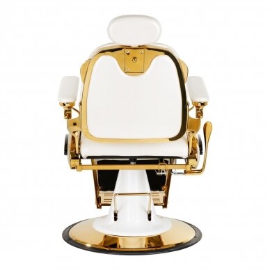 Professional barber chair for hairdressers and beauty salons GABBIANO FRANCESCO, white with gold details 2