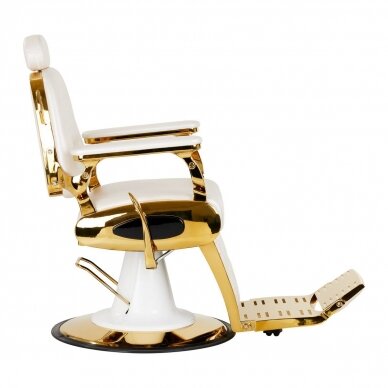 Professional barber chair for hairdressers and beauty salons GABBIANO FRANCESCO, white with gold details 3