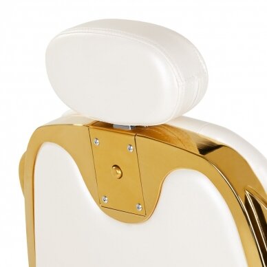 Professional barber chair for hairdressers and beauty salons GABBIANO FRANCESCO, white with gold details 5