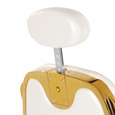 Professional barber chair for hairdressers and beauty salons GABBIANO FRANCESCO, white with gold details 6