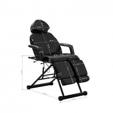 AZZURRO profesionali kosmetologinė kėdė - gultas 563S, juodos spalvos 18