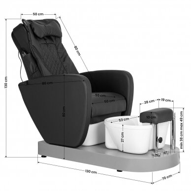 Profesionali elektrinė podologinė kėdė pedikiūro procedūroms su masažo funkcija AZZURRO 016C, juodos spalvos 17
