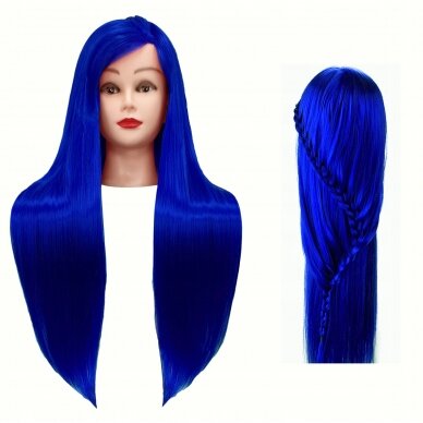 Professional head for training IZA BLUE 60cm, thermal hair  1