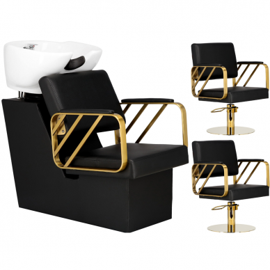 Professional hairdressing furniture set for hairdressing salons and beauty salons BRYSON, black with gold details