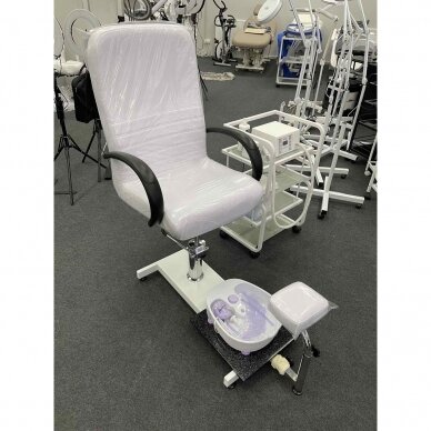 Profesionali hidraulinė pedikiūro kėdė kosmetologams su masažine vonele BW-100, baltos spalvos 8