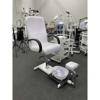 Profesionali hidraulinė pedikiūro kėdė kosmetologams su masažine vonele BW-100, baltos spalvos 12