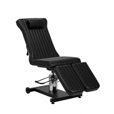 Profesionali hidraulinė tatuiruočių salono kėdė-lova PRO INK 611, juodos spalvos