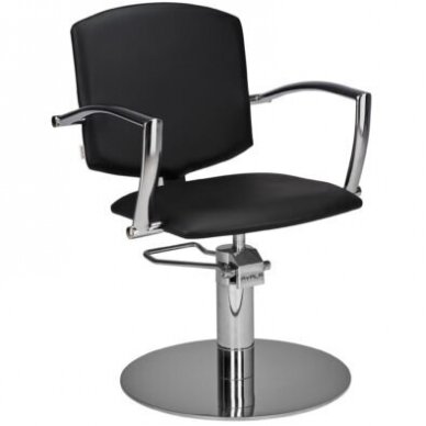 Professional barber chair BLACK PAKO CHROME ROUND