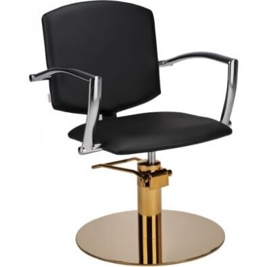 Professional barber chair BLACK PAKO GOLD ROUND