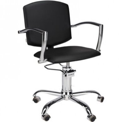 Professional barber chair BLACK PAKO SIMPLE WHEELS