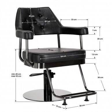 Professional hairdressing chair GABBIANO GRANADA, black color 7