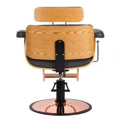 Professional hairdressing chair with footrest and wooden elements GABBIANO FLORENCE, black + ADJUSTABLE HEADBACK 3