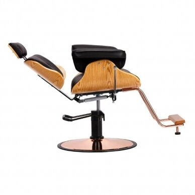 Professional hairdressing chair with footrest and wooden elements GABBIANO FLORENCE, black + ADJUSTABLE HEADBACK 1