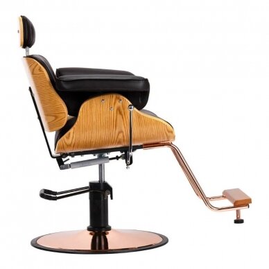 Professional hairdressing chair with footrest and wooden elements GABBIANO FLORENCE, black + ADJUSTABLE HEADBACK 4