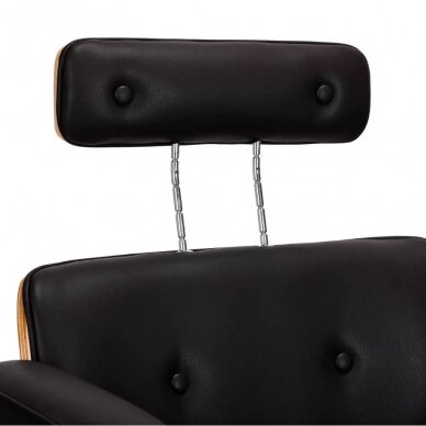 Professional hairdressing chair with footrest and wooden elements GABBIANO FLORENCE, black + ADJUSTABLE HEADBACK 5