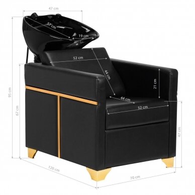 Professional hairdressing sink GABBIANO TOLEDO, black with gold details 12