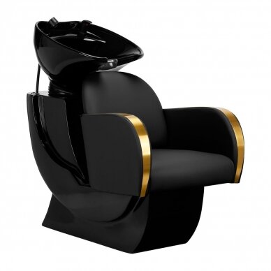 Professional hairdressing sink GABBIANO MALAGA, black with golden armrests