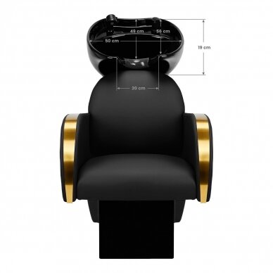 Professional hairdressing sink GABBIANO MALAGA, black with golden armrests 9