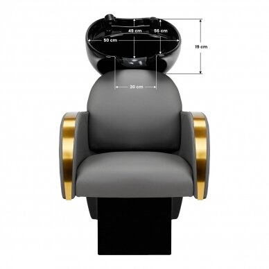 Профессиональная парикмахерская мойка GABBIANO MALAGA, серая с золотистыми подлокотниками 8