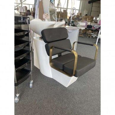 Professional hairdresser sink PORTO GOLD, black seat, gold frame 13