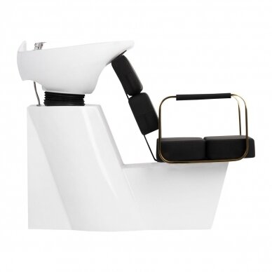 Professional hairdresser sink PORTO GOLD, black seat, gold frame 2