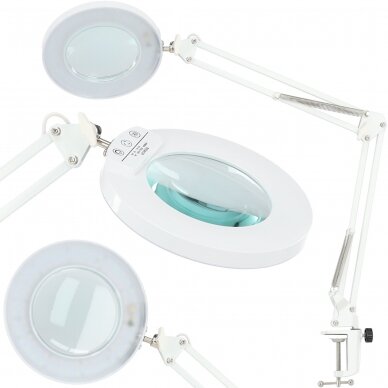 Professional cosmetic LED lamp-magnifying glass CALISSIMO is fixed to surfaces, white color