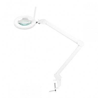 Professional cosmetology lamp-magnifying glass is attached to the table with light adjustment LED GLOW 8021 1