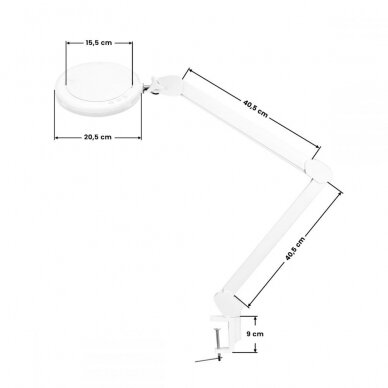 Professional cosmetology lamp-magnifying glass is attached to the table with light adjustment LED GLOW 8021 9