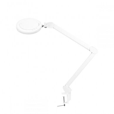 Professional cosmetology lamp-magnifying glass is attached to the table with light adjustment LED GLOW 8021