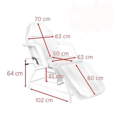 Profesionali kosmetologinė lova - gultas  557A, baltos spalvos 4