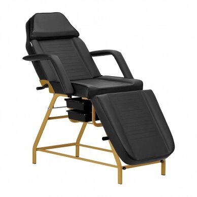 Professional cosmetology bed-chair for beauty procedures 557G, black and gold color 1