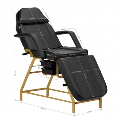 Professional cosmetology bed-chair for beauty procedures 557G, black and gold color 18