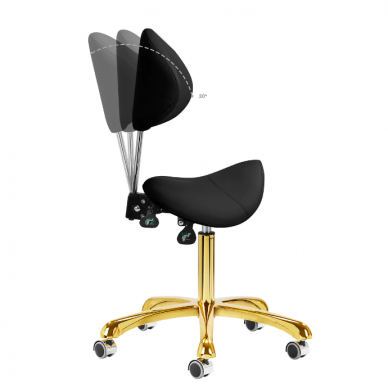 Professional master chair-saddle for beauticians with adjustable backrest GIOVANNI 1004, black color 9