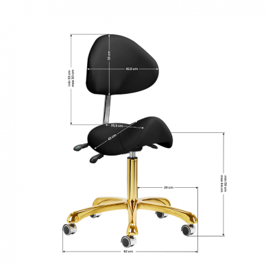 Professional master chair-saddle for beauticians with adjustable backrest GIOVANNI 1004, black color 8