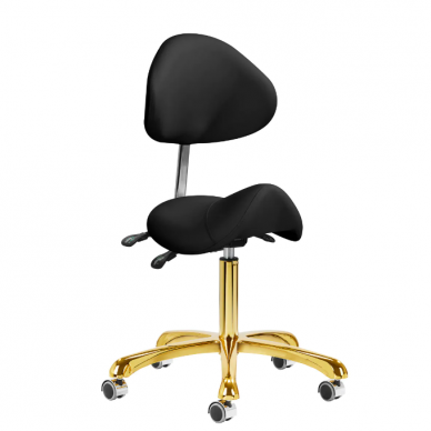 Professional master chair-saddle for beauticians with adjustable backrest GIOVANNI 1004, black color