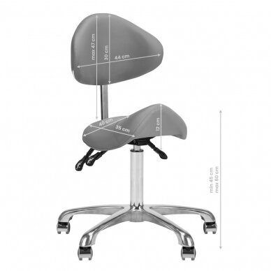 GIOVANNI CLASSIC 1004 professional master's chair-saddle for beauticians, grey color 8