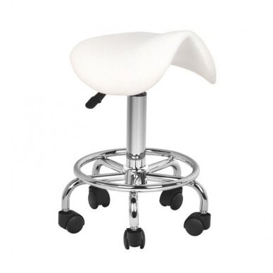 Professional craftsman chair-saddle for beauticians and beauty salons 6010, white color  1