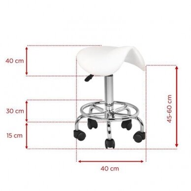 Professional craftsman chair-saddle for beauticians and beauty salons 6010, white color  2